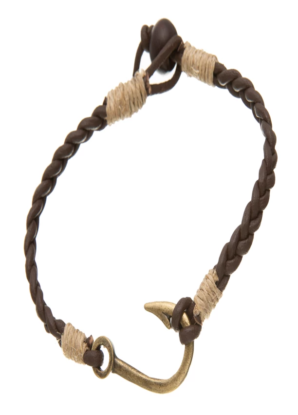 Leather Hooked Bracelets with Natural Hemp